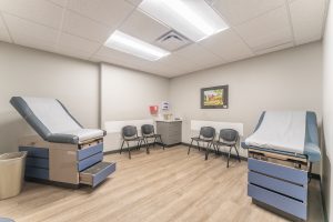 Newark Valley Urgent Care Interior exam room with two tables